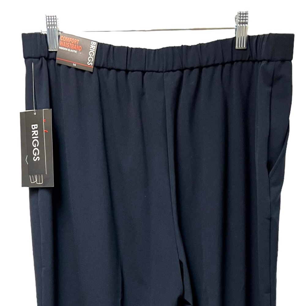 Briggs New York Comfort Waistband Navy Blue Pants Hidden Elastic Wpockets 14 NWT - Picture 7 of 13